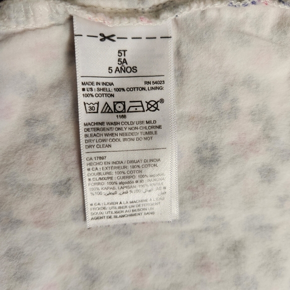 Old Navy Girls' Kids Floral White Sleeveless Lining Romper 100% Cotton Size 5T - Picture 7 of 10